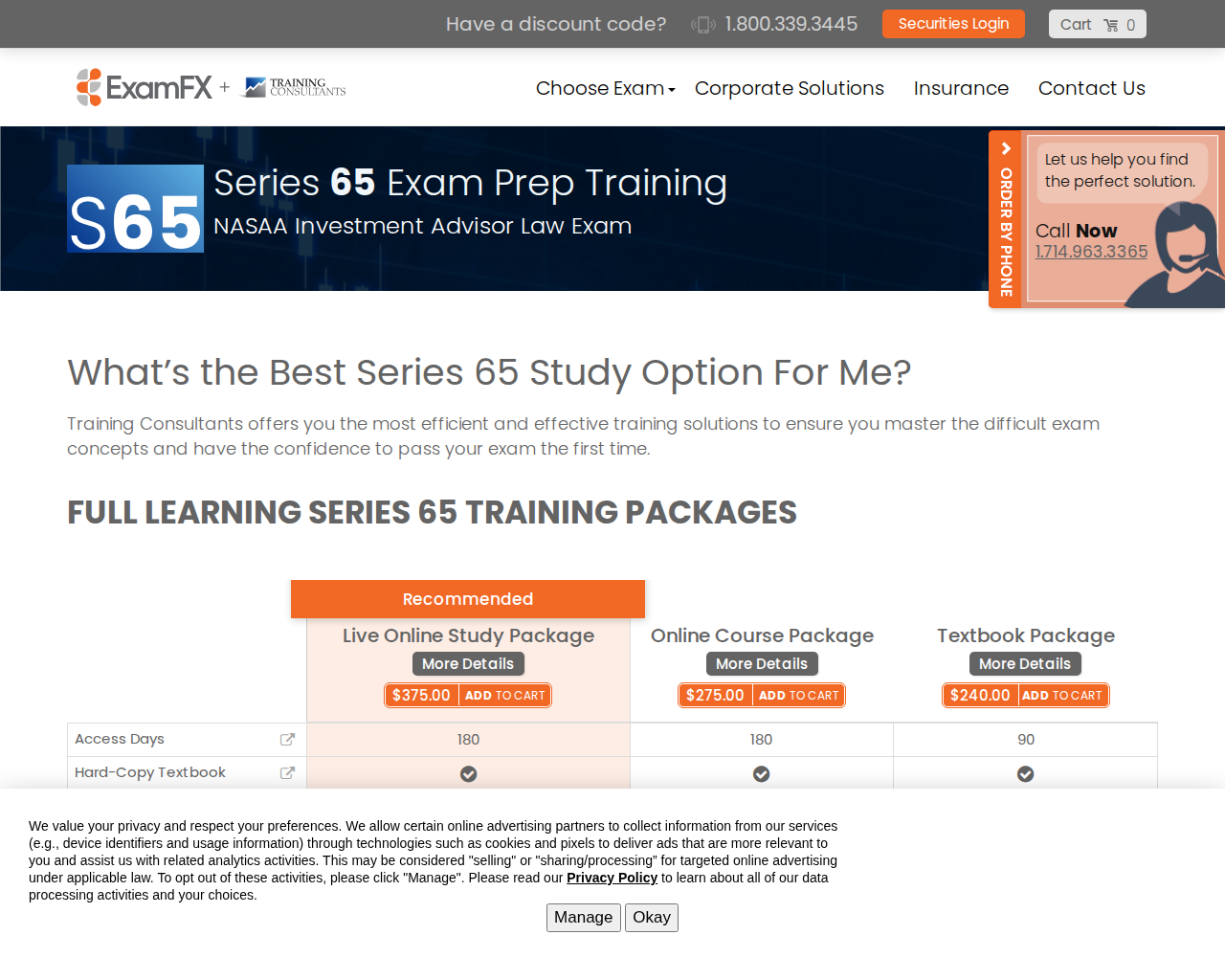 Training Consultants Series 65 platform interface